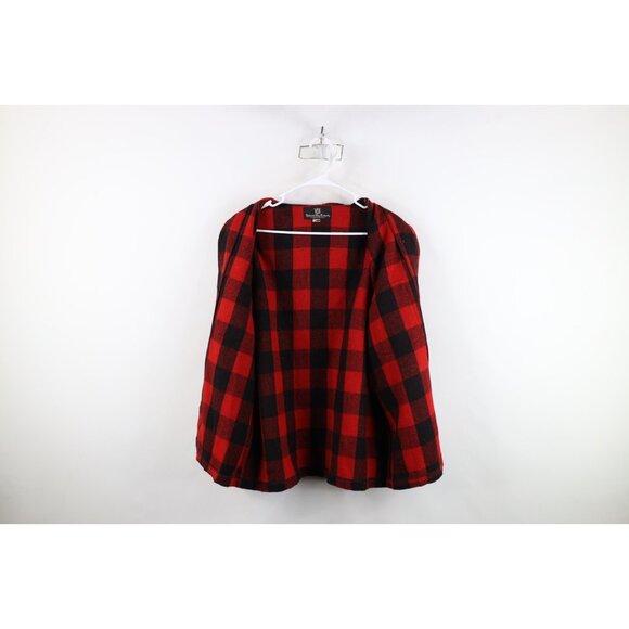 Vintage 50s Hudsons Bay Company Mens Medium Wool Button Shirt Jacket Plaid USA - Picture 8 of 12